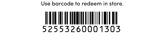  Use Barcode To Redeem In Store.